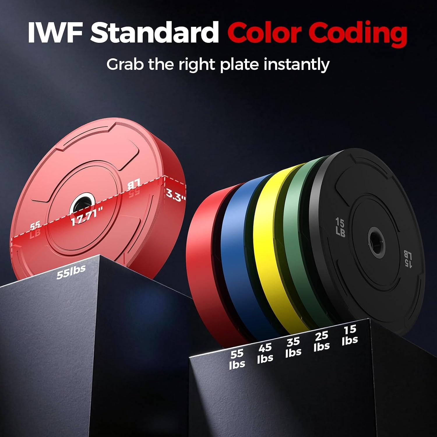2-Inch Olympic Bumper Plates Set, 2pcs-5lb Colored Virgin Rubber Weight Barbell Plates for Strength Training, Home Gym Weightlifting